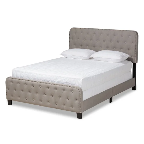 Annalisa Modern Transitional Fabric Upholstered Panel Bed Grey