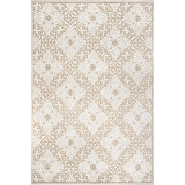 nuLOOM Macie Textured Snowflake Beige 5 ft. 3 in. x 7 ft. 7 in. Indoor/Outdoor Area Rug