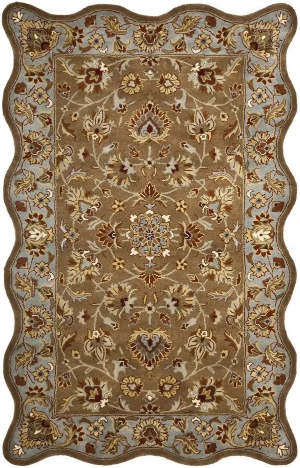 Safavieh Heritage Beige/Blue 6 ft. x 9 ft. Scalloped Area Rug