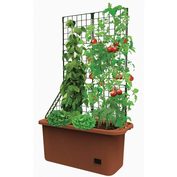 Lakeside Self Watering Vegetable Planter Box with Trellis on Wheels - Mobile Garden