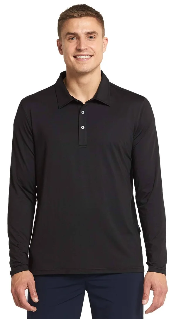 Solbari UPF 50+ Men's Sun Protection Long Sleeve Polo Fitness Shirt - UV Protection, Sun Protective