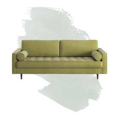 Lark 84x22 Square Arm Sofa AllModern Fabric: Olive Green Velvet