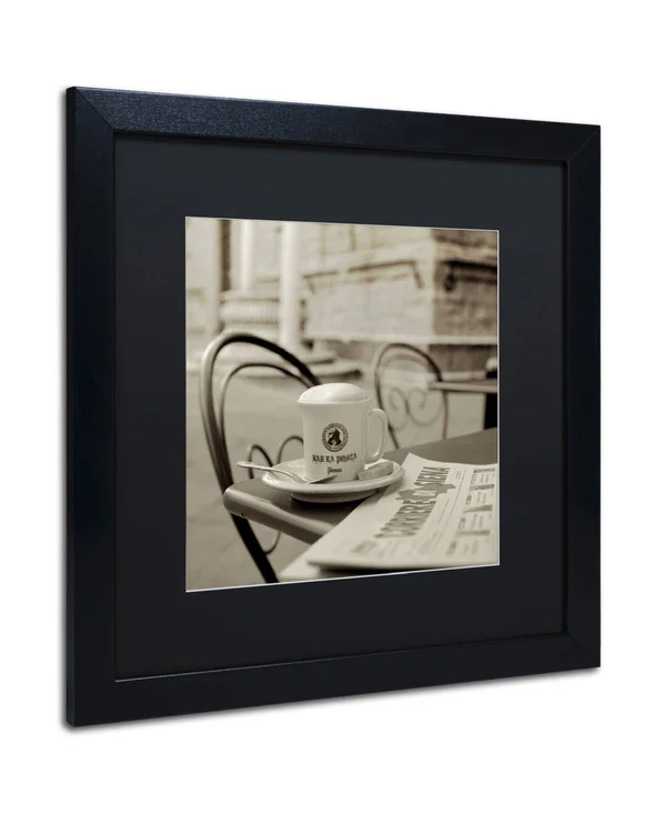 Alan Blaustein 'Tuscany Caffe VI' Matted Framed Art (16x16) - Black, Trademark Fine Art - Mini
