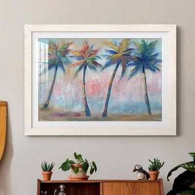 Color Pop Palms - Picture Frame Painting Print on Paper Bay Isle Home Format: White Framed Paper, Size: 31x22 H x 44x22 W x 1x22