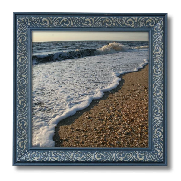 Modern Baroque Embossed Frame in Dusty Blue - 10x22 x 10x22