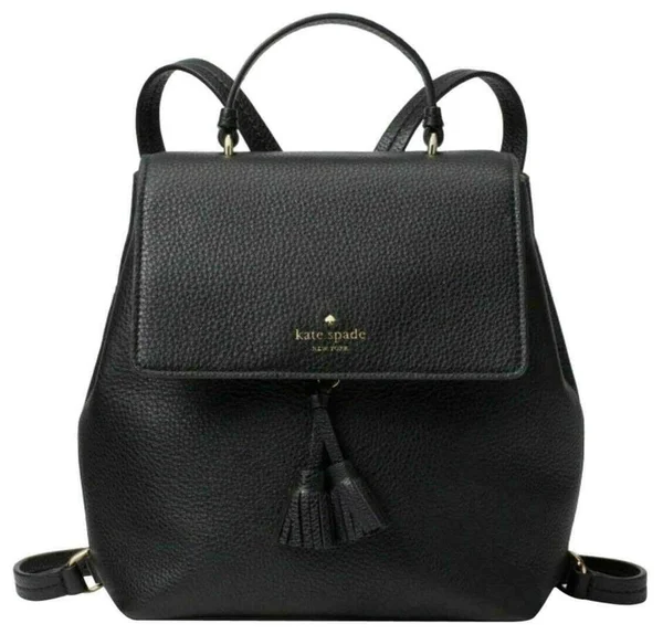 Kate Spade Hayes Medium Leather Backpack (Black/Warm)