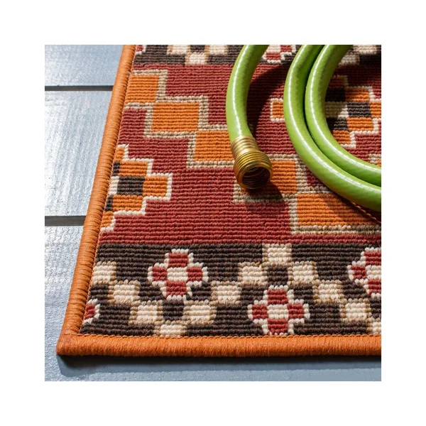 Safavieh Veranda Rust/Red 4 ft. x 6 ft. Border Indoor/Outdoor Area Rug