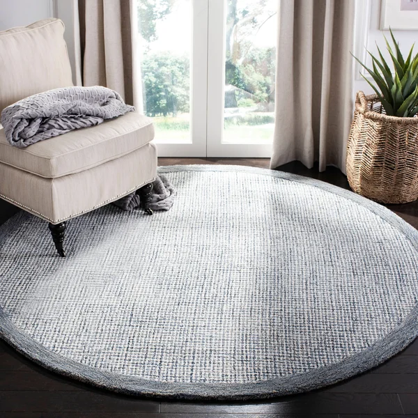 Safavieh 6& x 6& Round Abstract ABT220C Navy, Ivory Rug