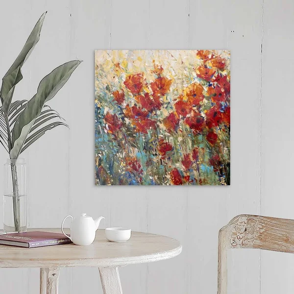 Red Poppy Field I - Large Solid-Faced Canvas Wall Art Print, Great Big Canvas