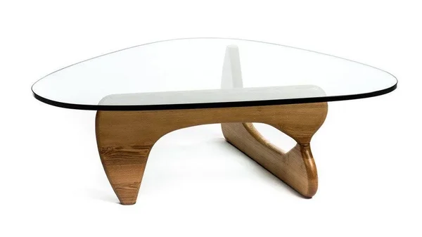 Triangle Coffee Glass Top Table - Walnut