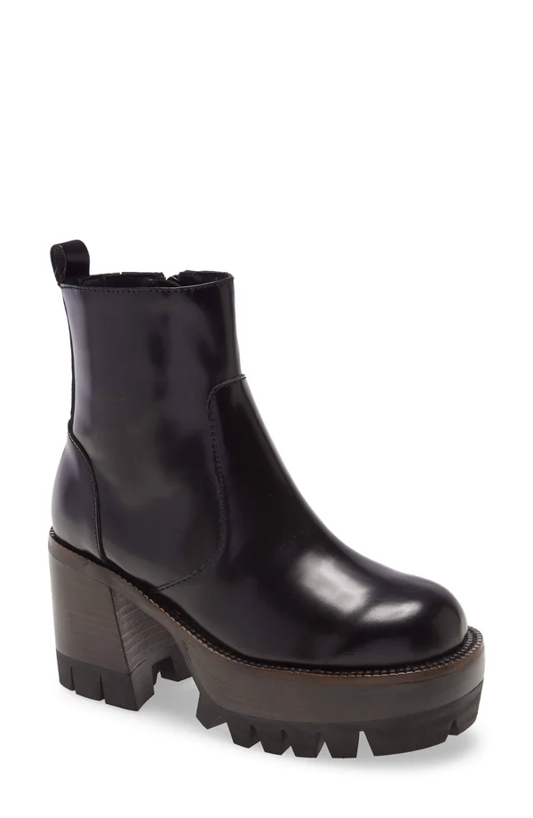 Jeffrey Campbell Quavo Platform Bootie - Size 10 in Black Box Leather at Nordstrom