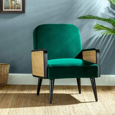 Charette 25.4x22 Wide Polyester Armchair Beachcrest Home Fabric: Green