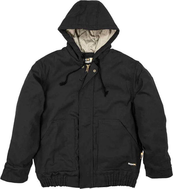FR Hooded Quilt-Lined Mens Jacket in Black by Berne Apparel