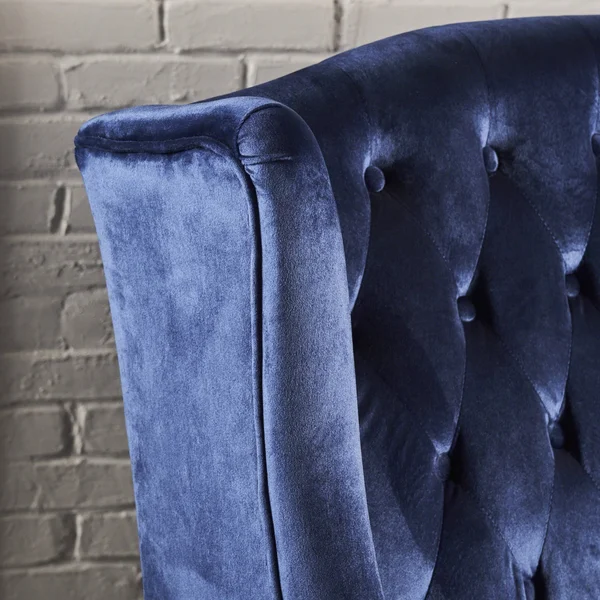Leona Traditional High Back Tufted Winged Fabric Loveseat - Gray