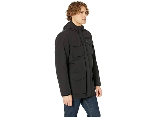 Levi&s Hooded Drawcord Waist Parka Jacket - Black at Nordstrom Rack