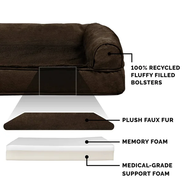 Furhaven Plush Suede Memory-Top Dog Couch Pet Bed (Medium, Gray)