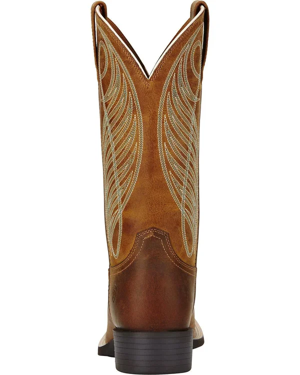 Ariat Women's Round Up Powder Brown Wide Square Toe Western Boots