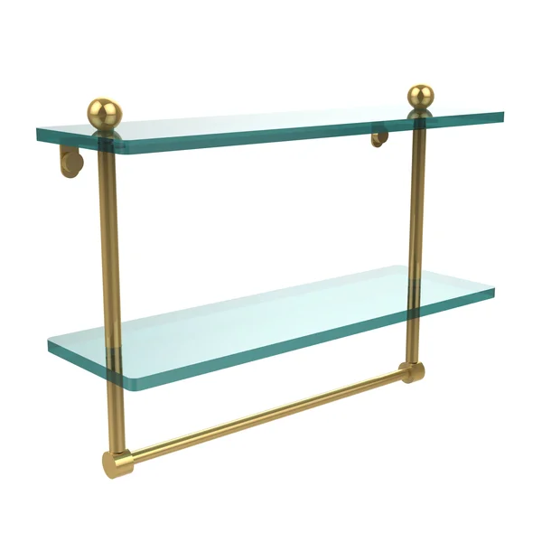Allied Brass 16 inch Two Tiered Glass Shelf with Integrated Towel Bar