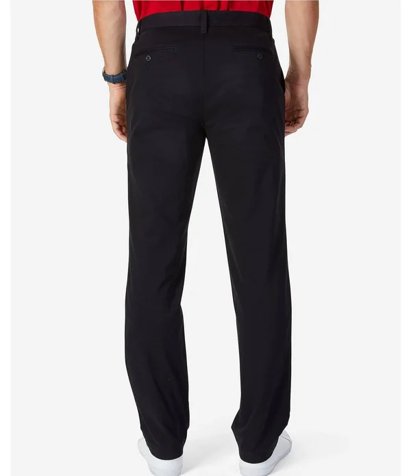 Nautica Men's Big & Tall Anchor Flat Front Twill Pants - True Black