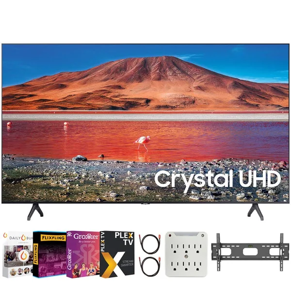 Samsung UN65TU7000 65 4K Ultra HD Smart LED TV (2020 Model) + Movies
