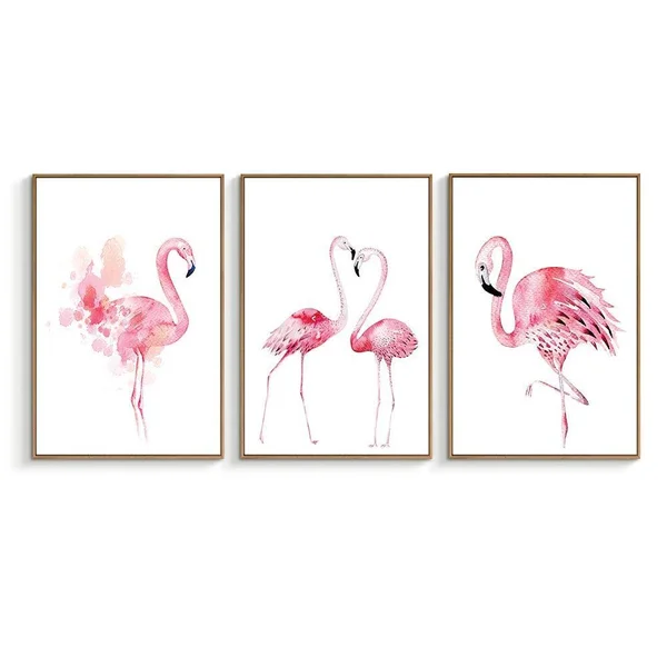 Nwt Framed Canvas Wall Art for Living Room - Bedroom Pink Flamingo Canvas Prints for Home Decoration Ready to Hanging - 24x22x36x