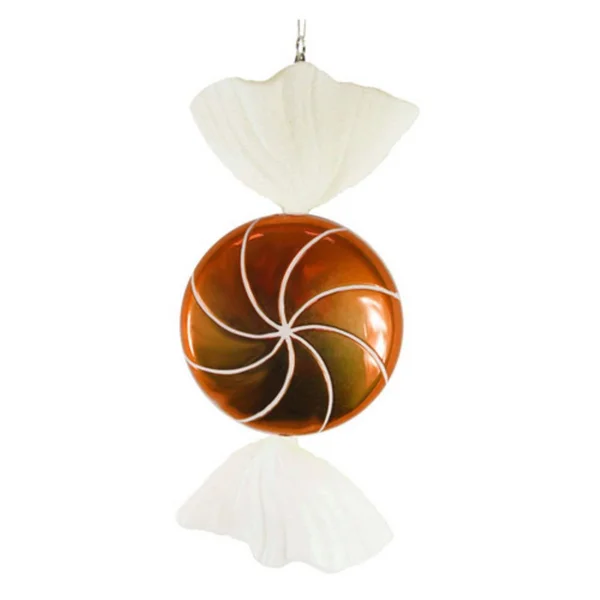 Vickerman 18.5x22 Orange-White Swirl Candy Christmas Ornament