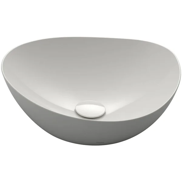 Toto Kiwami Asymmetrical Vessel Bathroom Sink with Cefitontect, Cotton White - Lt477g#01