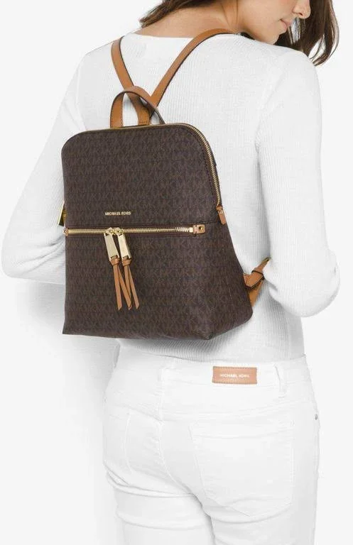 Michael Kors Bags, Rhea Slim Signature Backpack Medium Logo, Color: Brown, Size: Os, Belleviator&s Closet
