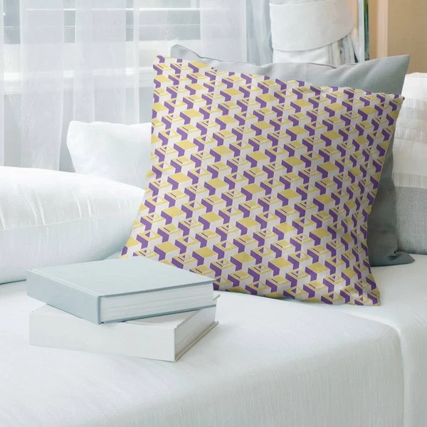 Color Contrast Skyscrapers Pattern Throw Pillow - 26 x 26 - Yellow & Purple - Polyester