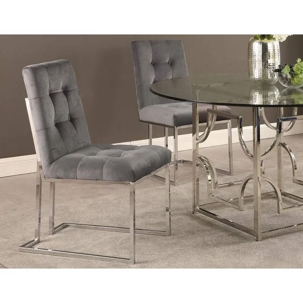 Silver Orchid Pagay Upholstered Dining Side Chairs (Set of 2) - Blue/ Silver