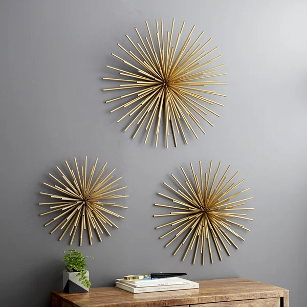 Creative Metal Wall Decor Set of 3, Gold