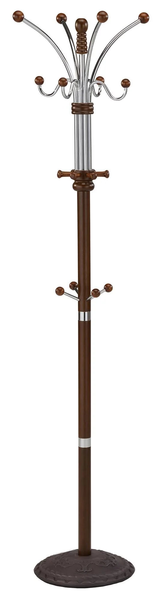 Metal/Wood Coat Rack, Walnut
