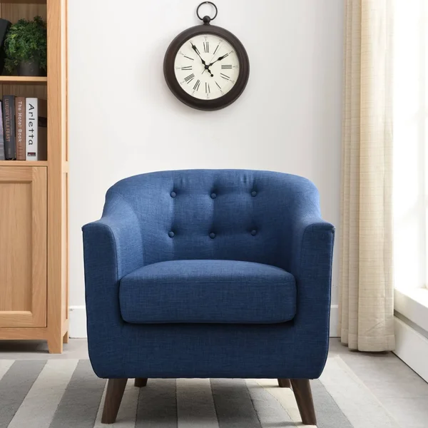 Furniture of America Naza Mid-Century Modern Fabric Barrel Club Chair - Cream