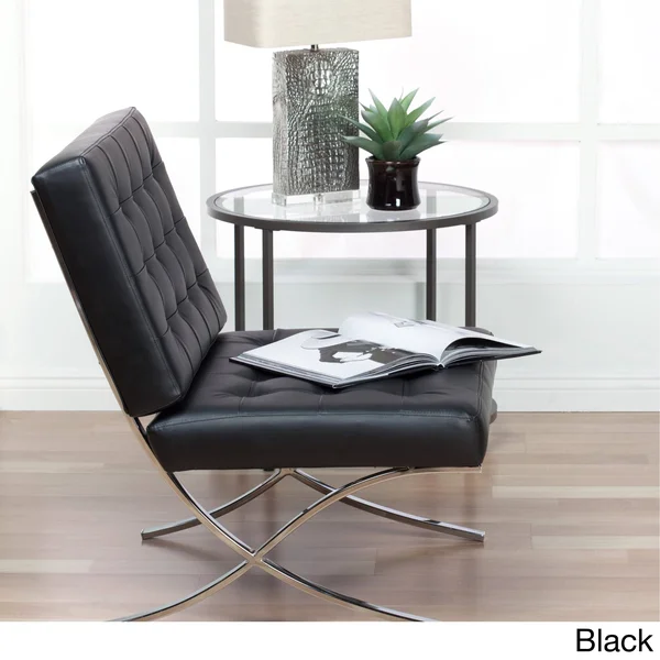 Studio Designs Home Atrium Bonded Leather Barcelona Chair, Black