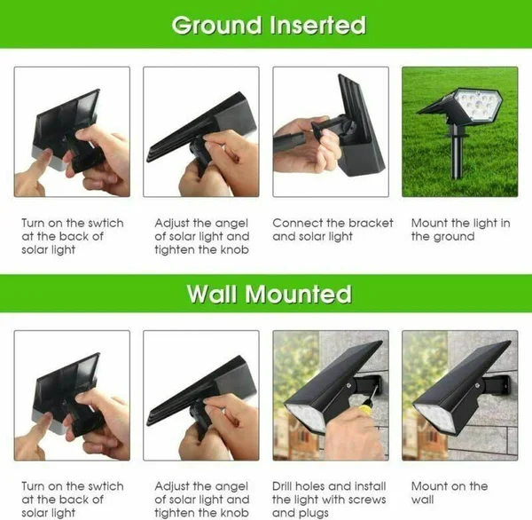 Biling Solar Spotlights Outdoor, 2-in-1 Solar Landscape Lights 12 LED Bulbs Sola