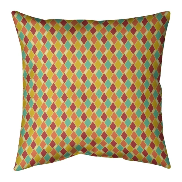 Retro Diamonds Throw Pillow - 16 x 16 - Green & Teal - Linen