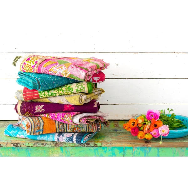100% Cotton Vintage Handmade Kantha Throw 50x22 x 70x22 - 297