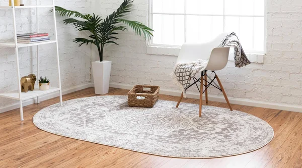 Rugs.com Arlington Collection Rug 8& x 10& Oval White Medium-Pile Rug Perfect