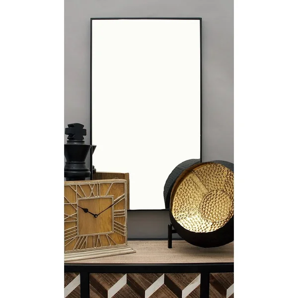 Cole & Grey Wood Wall Mirror, Black