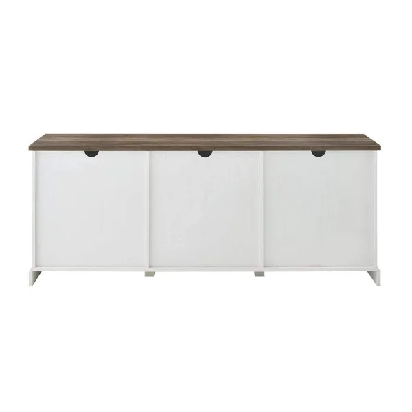 Walker Edison 70x22 Sliding Barn Door TV Console - Reclaimed Barnwood/Brushed White
