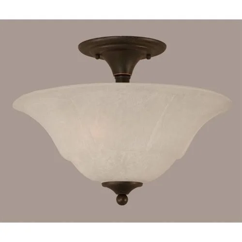 Toltec Lighting-121-DG-53615-Two Light Semi-Flush Mount Dark Granite Finish with White Marble Glass