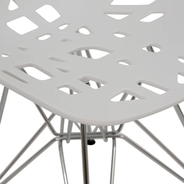 LeisureMod Akron Side Chair with Chrome Legs Akm19w - White