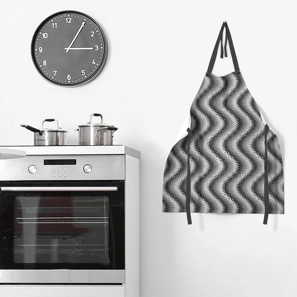 Wavy Stripes Apron - 27 x 30 - Black & White
