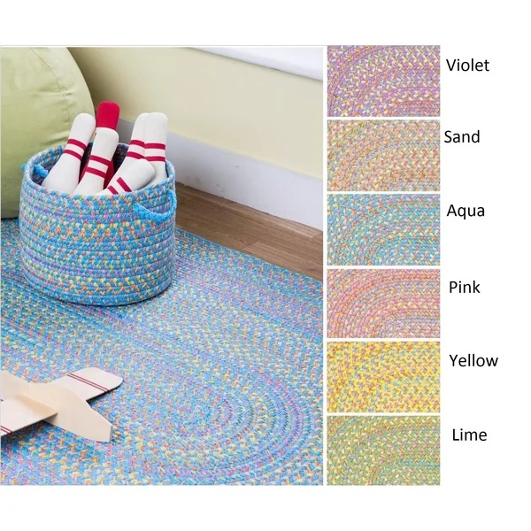 Rhody Rug Playful Indoor/Outdoor Braided Rug (Yellow 2& x 4& Runner)