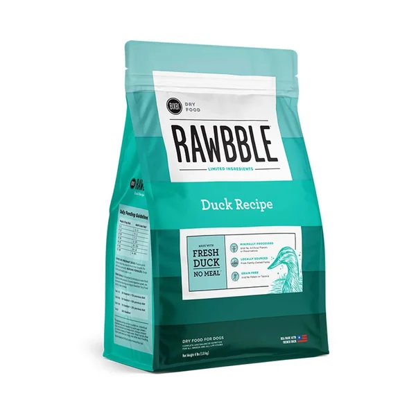 Rawbble Dry Dog Food - Grain Free Duck Recipe 24 lbs