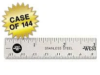 Westcott Stainless Steel Office Ruler with Non Slip Cork Base - 6-Inch