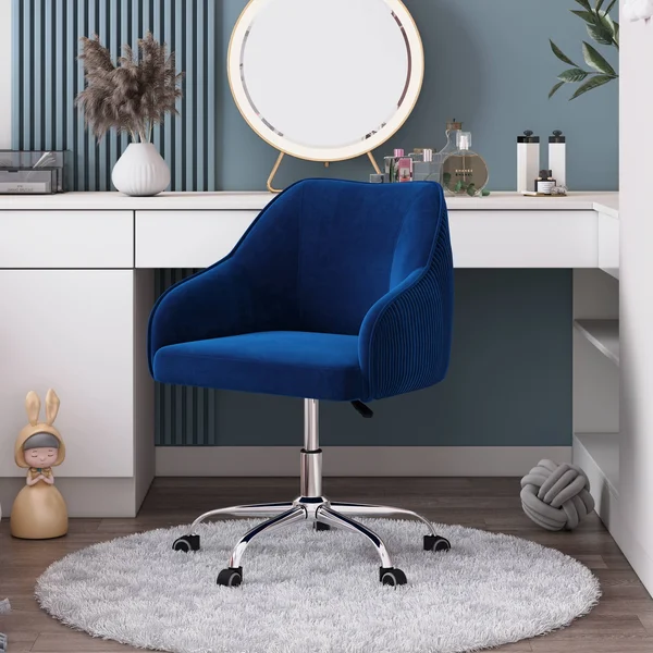 Kinzie Task Chair Gold Flamingo Upholstery Color: Navy Blue