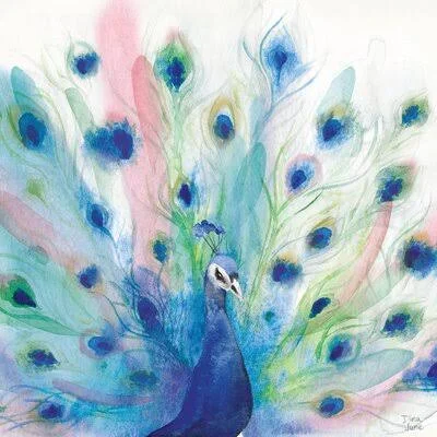 Peacock Glory IV by Dina June - Wrapped Canvas Painting Print Langley Street Size: 20x22 H x 20x22 W x 1.25x22 D