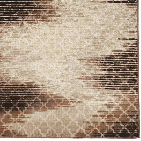 Linon Evolution Trellis 5& x 7&6x22 Zig Zag Rug in Beige and Brown