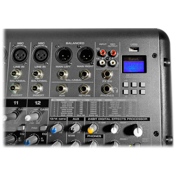 Rockville RPM1470 14-Channel 6000W Powered Mixer, USB, Effects for Church/School